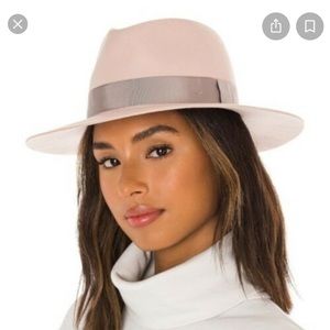 Rag & bone Fedora in pink with gray ribbon